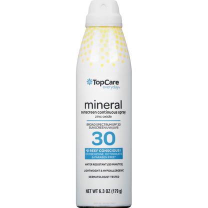 TopCare Sunscreen Continuous Spray, Mineral, Broad Spectrum SPF 30