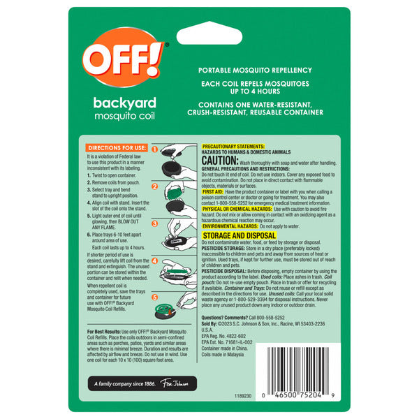 Off!® Backyard Mosquito Repellent Coil Starter Pack, Bug Repellent Devices  DestGlow