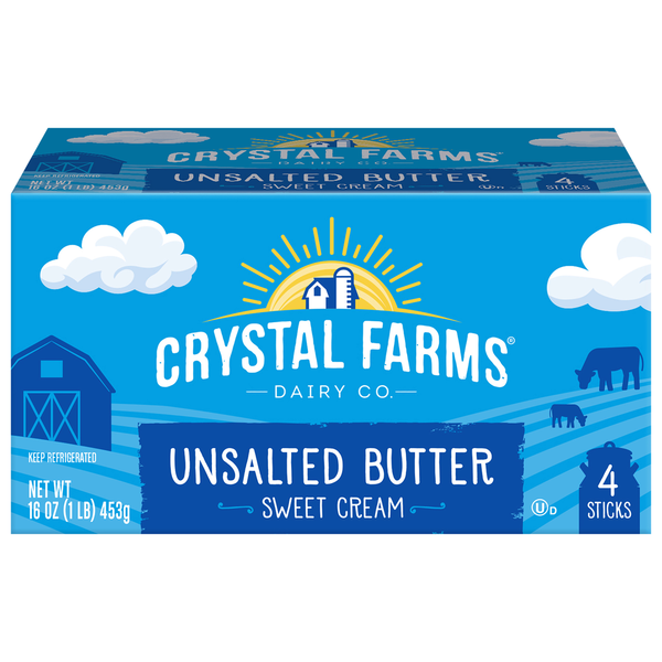 Crystal Farms Butter, Unsalted, Sweet Cream  DestGlow