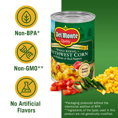 Del Monte Whole Kernel Southwest Style Corn with Poblano &amp; Red Peppers