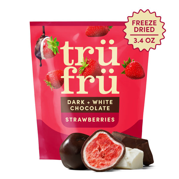 Tru Fru Freeze Dried Strawberries in Dark &amp; White Chocolate  DestGlow