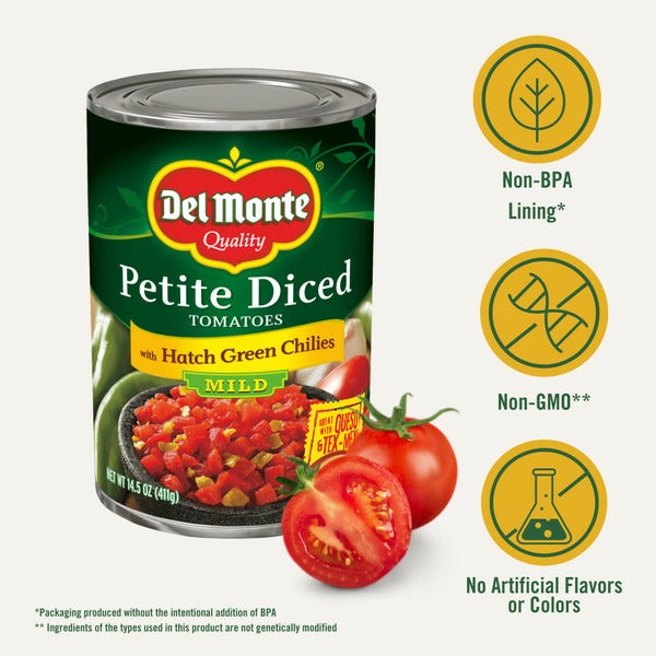 Del Monte Petite Diced Tomatoes with Mild Hatch Green Chilies  DestGlow