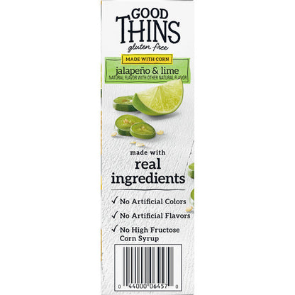 GOOD THINS Jalapeño &amp; Lime Corn &amp; Rice Snacks Gluten Free Crackers, Snack Crackers 4 oz