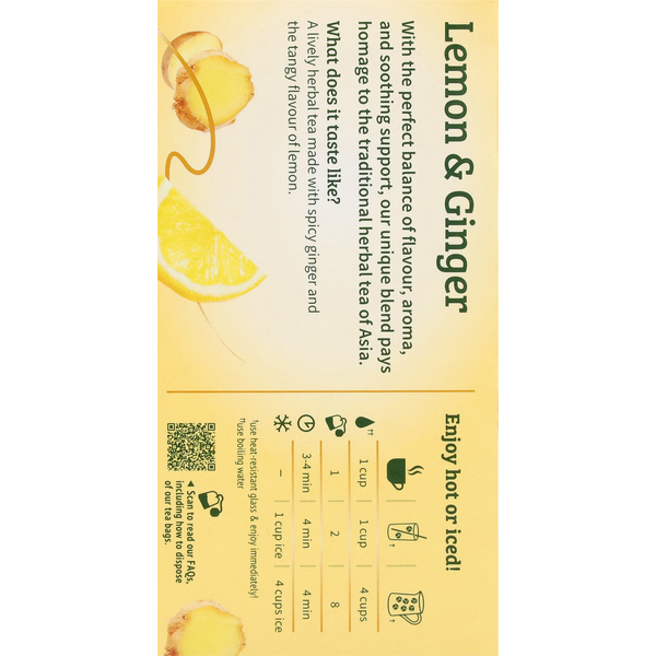 Twinings Tea Bags Lemon &amp; Ginger Herbal Tea  DestGlow