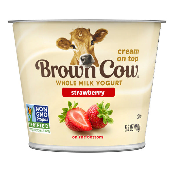 Brown Cow® Brown Cow Cream Top Strawberry on the Bottom Whole Milk Yogurt, 5.3 oz. Cup- Creamy, Delicious Yogurt  DestGlow