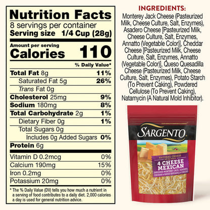 Sargento Off The Block 4 Cheese Mexican Fine Cut Shredded Cheese