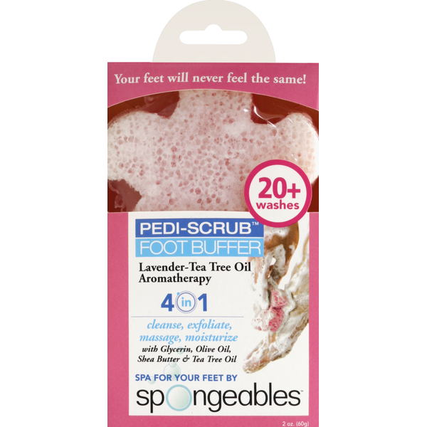 Spongeables Foot Buffer, Pedi-Scrub, Lavender-Tea Tree Oil Aromatherapy  DestGlow
