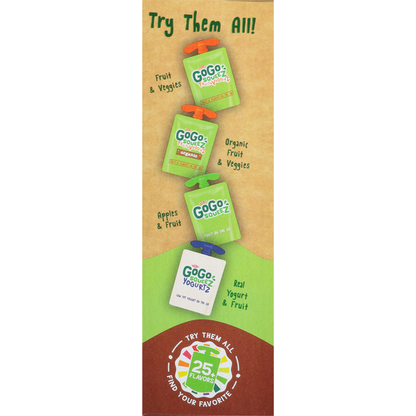 GoGo Squeez Apple Sauce, Organic, Fruit On The Go, Apple Cinnamon, 4 Pack