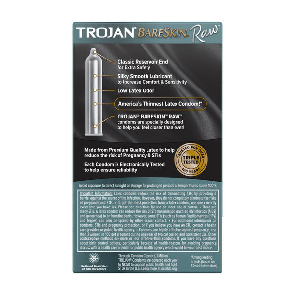 Trojan Raw Thinnest Latex Lubricated Condoms  DestGlow