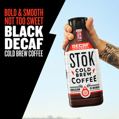 SToK Decaf Bold &amp; Smooth Not Too Sweet Cold Brew Coffee, Ready to Drink Bottled Coffee, 48 fl oz