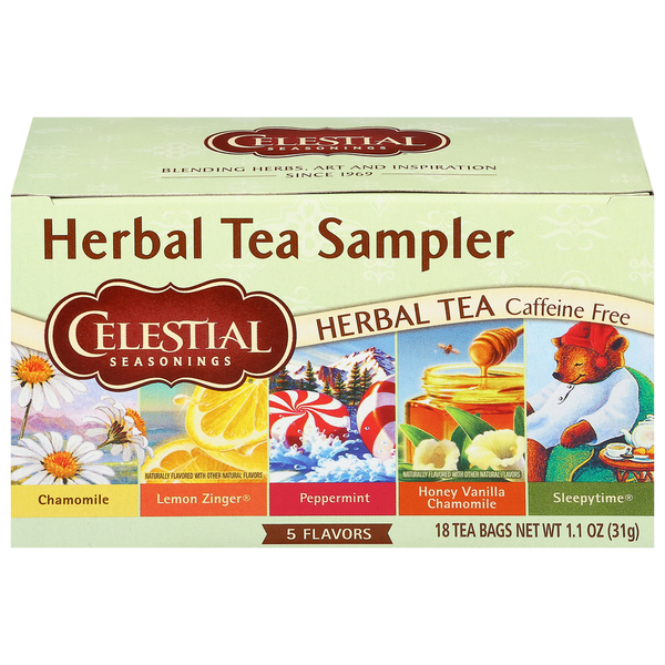 Celestial Seasonings Herbal Tea Sampler, 5 Flavors, Caffeine Free, Tea Bags  DestGlow
