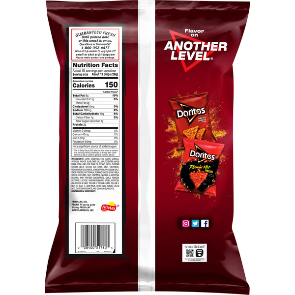 Doritos Tortilla Chips Spicy Nacho Flavored 14 1/2 Oz  DestGlow