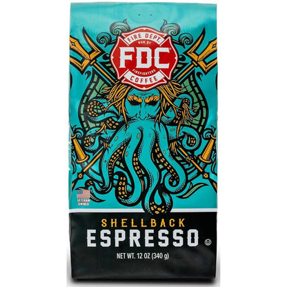 Fire Department Coffee Inc. Shellback Espresso, Premium Ground Coffee, Medium Roast