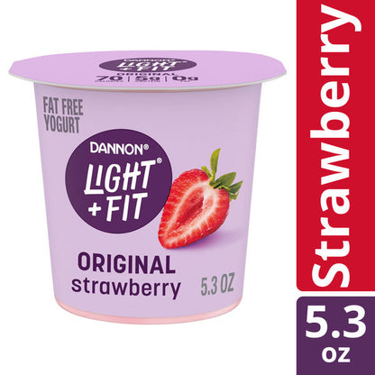 Dannon Light + Fit Dannon Light + Fit Strawberry Original Nonfat Yogurt, 0 Fat and 70 Calories, Creamy and Delicious Strawberry Yogurt, 5.3 OZ Cup  DestGlow