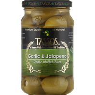 Tassos Olives, Double Stuffed, Garlic &amp; Jalapeno️  DestGlow