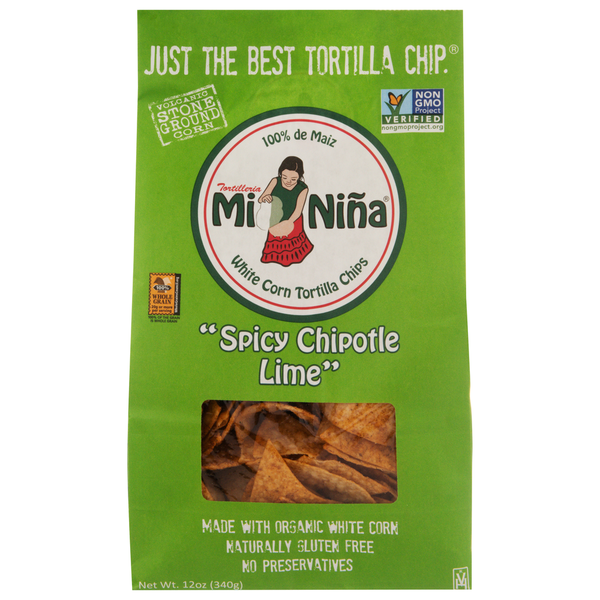 Mi Nina Tortilla Chips, White Corn, Spicy Chipotle Lime  DestGlow