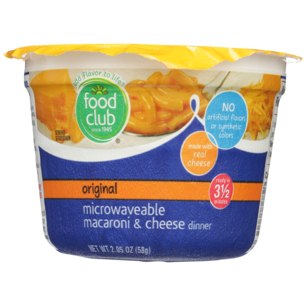 Food Club Original Microwaveable Macaroni &amp; Cheese Dinner  DestGlow