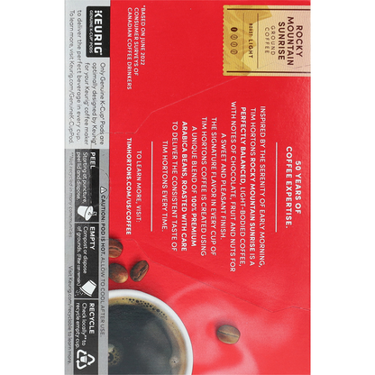 Tim Hortons Ground K-Cup Pods Light Rocky Mountain Sunrise Coffee