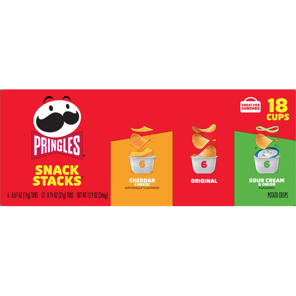 Pringles Potato Crisps, Cheddar Cheese, Original, Sour Cream &amp; Onion, Snack Stacks  DestGlow