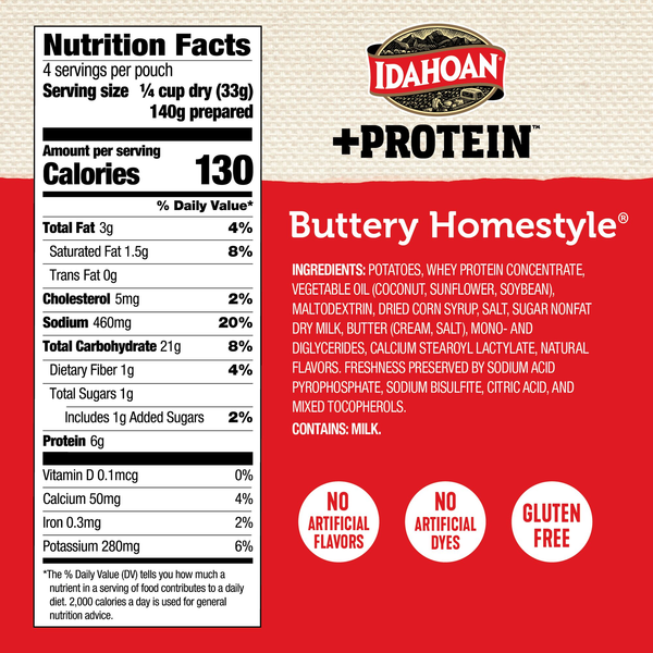 Idahoan® +Protein Buttery Homestyle Mashed Potatoes, 4 Servings  DestGlow