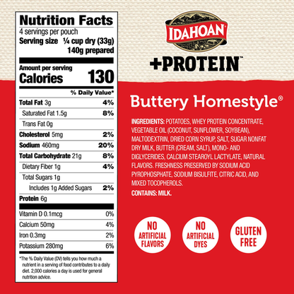 Idahoan® +Protein Buttery Homestyle Mashed Potatoes, 4 Servings
