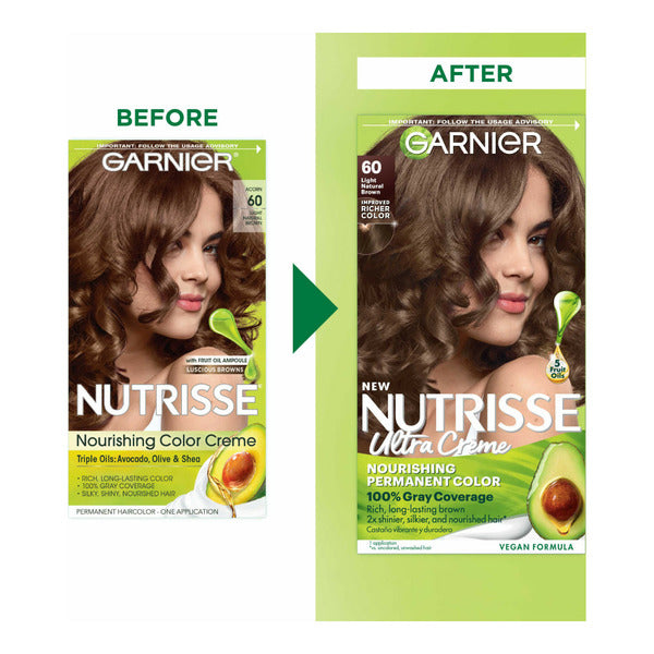 Garnier Nourishing Hair Color Creme, 60 Light Natural Brown (Acorn)  DestGlow