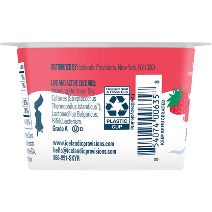Icelandic Provisions Yogurt, Strawberries &amp; Cream, Whole Milk, Extra Creamy Skyr