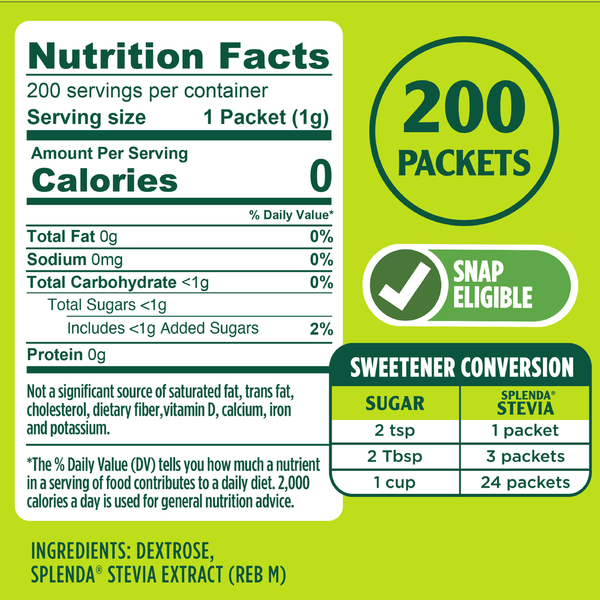 Splenda Stevia Sweetener Packets - 200CT  DestGlow