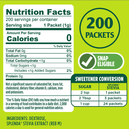 Splenda Stevia Sweetener Packets - 200CT