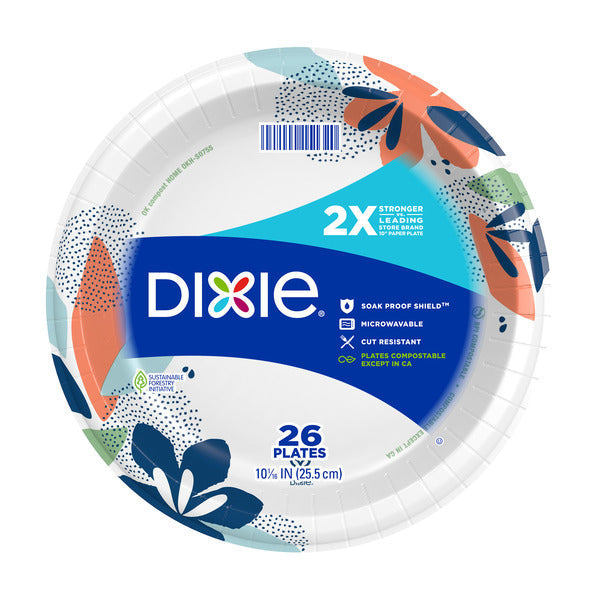 DIXIE COMPOSTABLE 10 INCH PAPER PLATES, 26 COUNT  DestGlow