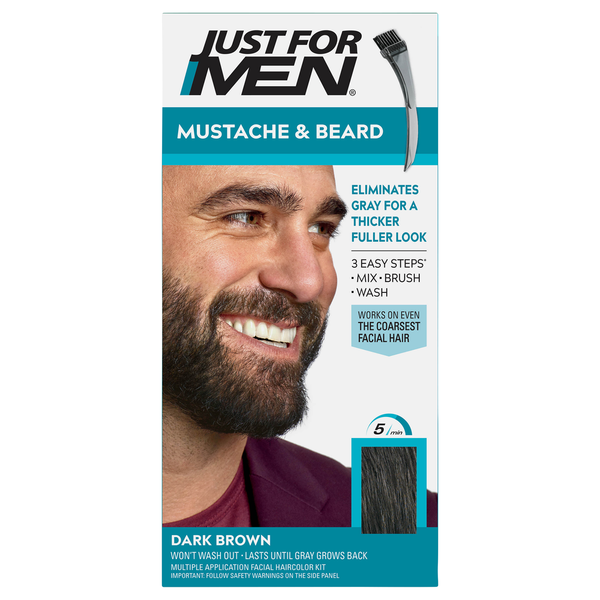 Just For Men Hair Color, Mustache &amp; Beard, Dark Brown M-45  DestGlow