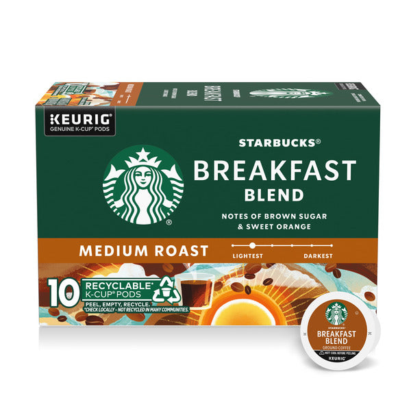 Starbucks Breakfast Blend Medium Roast K-Cup Coffee  DestGlow