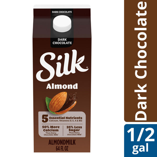 Silk Almond Milk, Dark Chocolate, Dairy Free, Gluten Free, Seriously Creamy Vegan Plant Based Milk with 5 Essential Nutrients, 64 fl oz Half Gallon  DestGlow