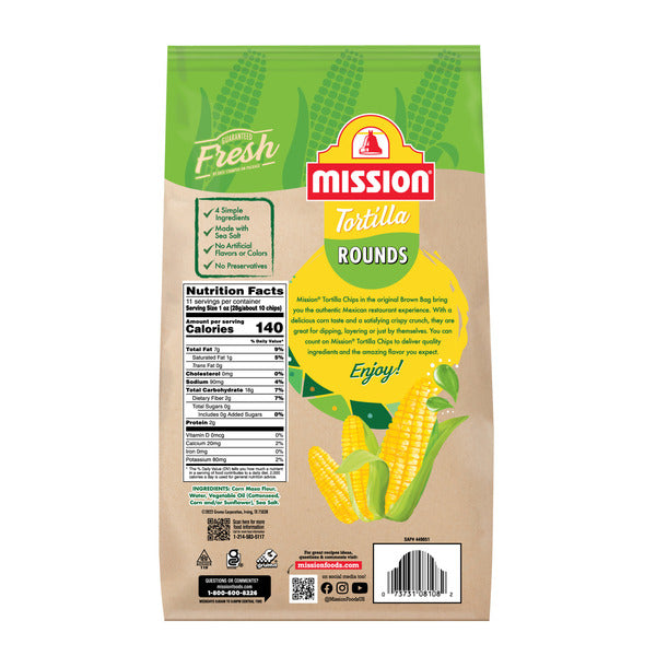 Mission Round Yellow Corn Tortilla Chips, 11 Ounce Bag  DestGlow