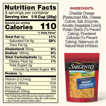 Sargento Off The Block Fine Cut Shredded Sharp Cheddar Cheese