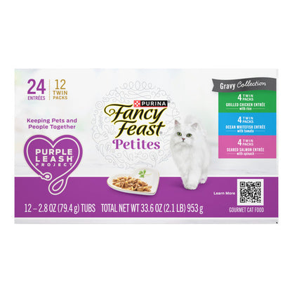 Purina Fancy Feast Gourmet Wet Cat Food , Petites Gravy Collection, break-apart tubs, 24 servings  DestGlow