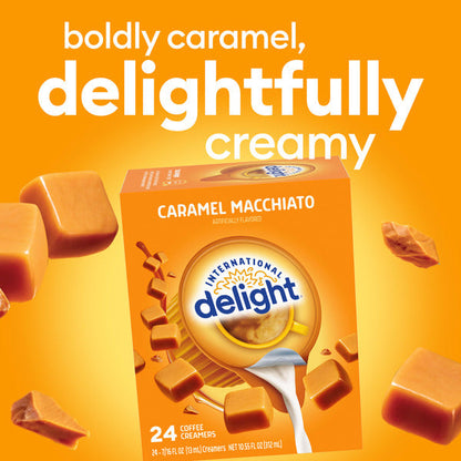 International Delight Coffee Creamer Singles, Caramel Macchiato, Shelf Stable Flavored Creamer, 24 Ct, 0.44 FL OZ, Pre-Portioned Creamers