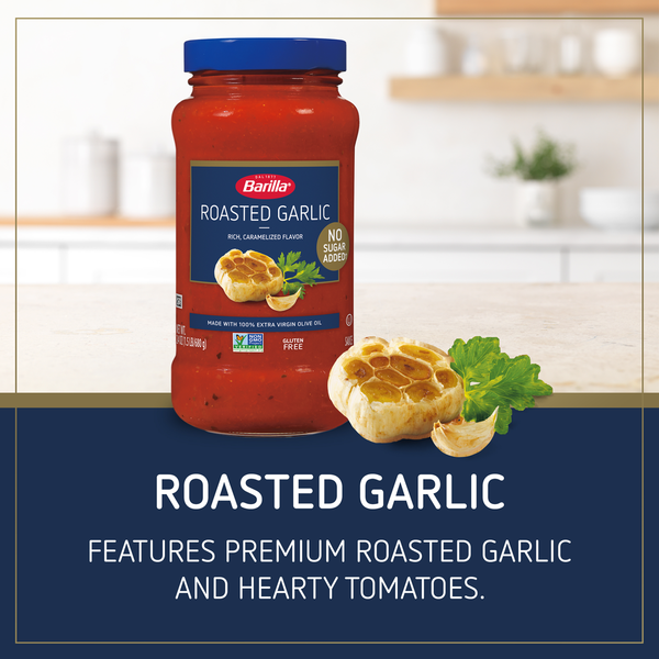 Barilla Pasta Sauce Roasted Garlic - No Added Sugar - Non-GMO, Gluten Free, Kosher  DestGlow