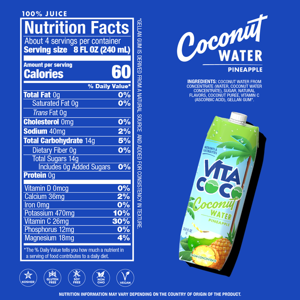 Vita Coco Coconut Water, Pineapple  DestGlow