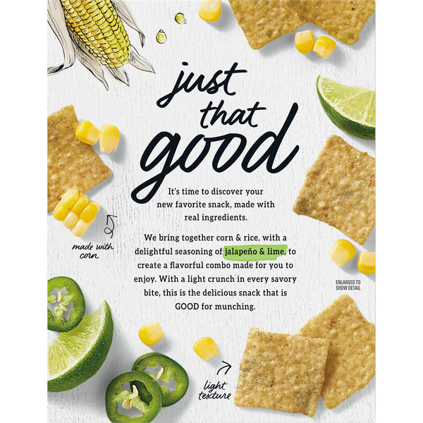 GOOD THINS Jalapeño &amp; Lime Corn &amp; Rice Snacks Gluten Free Crackers, Snack Crackers 4 oz