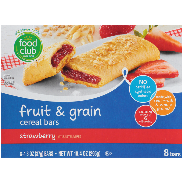 Food Club Strawberry Fruit &amp; Grain Cereal Bars  DestGlow