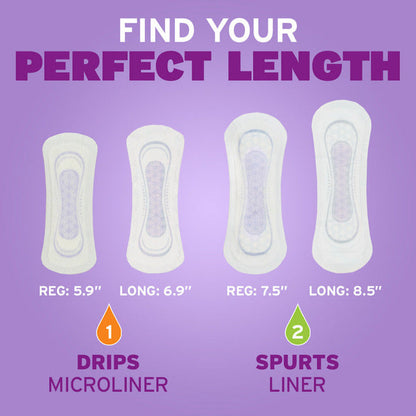 Poise Microliners, Incontinence Liners, 1 Drop Lightest Absorbency, Long