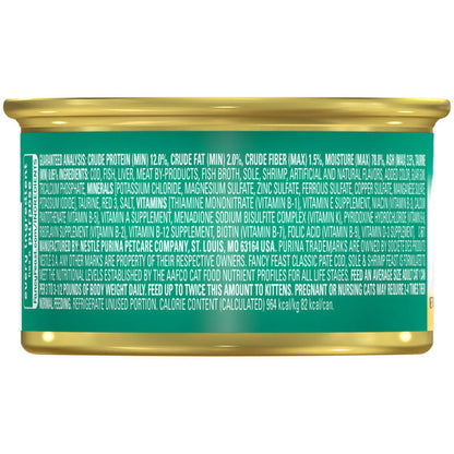 Purina Fancy Feast Cod, Sole and Shrimp Feast Classic Grain Free Wet Cat Food Pate