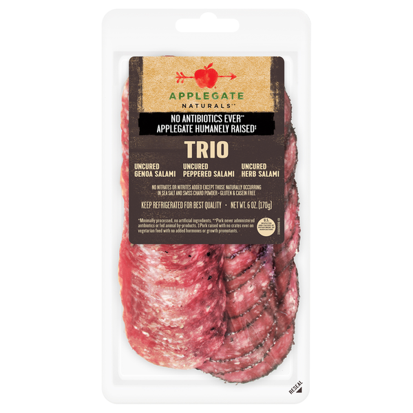 Applegate Natural Uncured Genoa Salami Trio Sliced  DestGlow