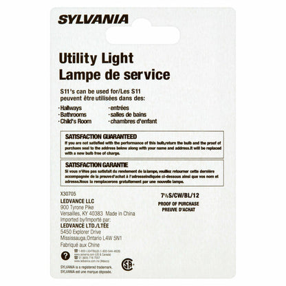 SYLVANIA 7 1/2 Watts Medium Base Utility Light S11 Bulb