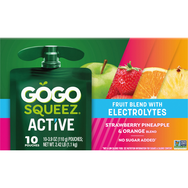 GoGo Squeez Active Electrolyte Strawberry Pineapple &amp; Orange Fruit Blend