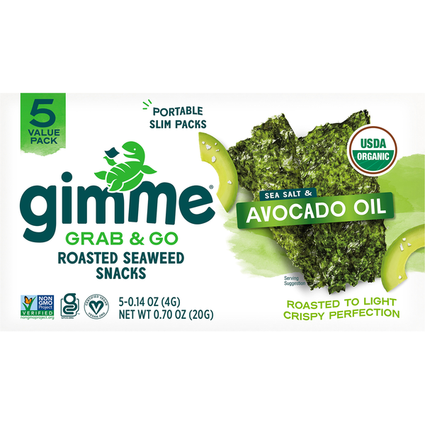 gimMe Grab &amp; Go Roasted Sea Salt &amp; Avocado Oil Seaweed Snacks Value Pack