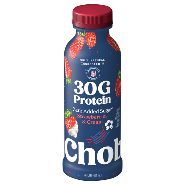 Chobani Zero Added Sugar Greek Yogurt Strawberries &amp; Cream Protein Drink