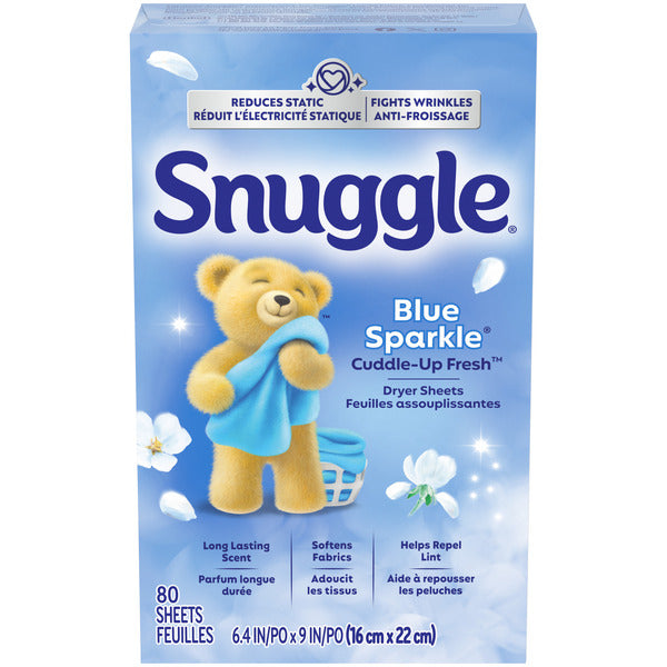 Snuggle Fabric Softener Dryer Sheets, Blue Sparkle, 80 Count  DestGlow