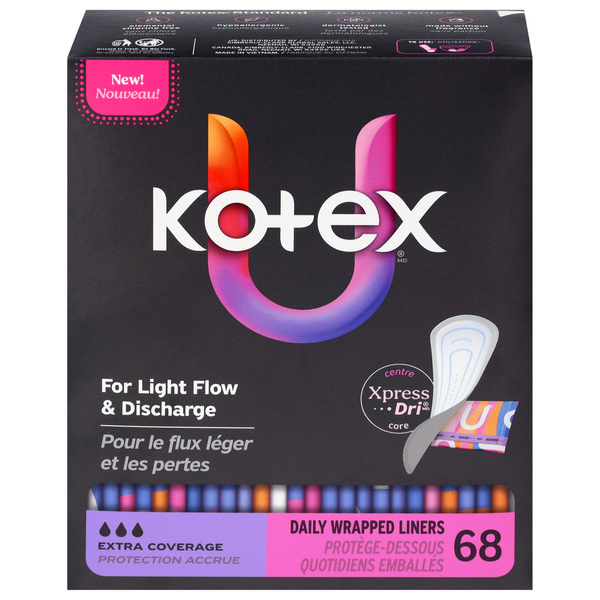 U by Kotex Daily Wrapped Extra Coverage Liners  DestGlow